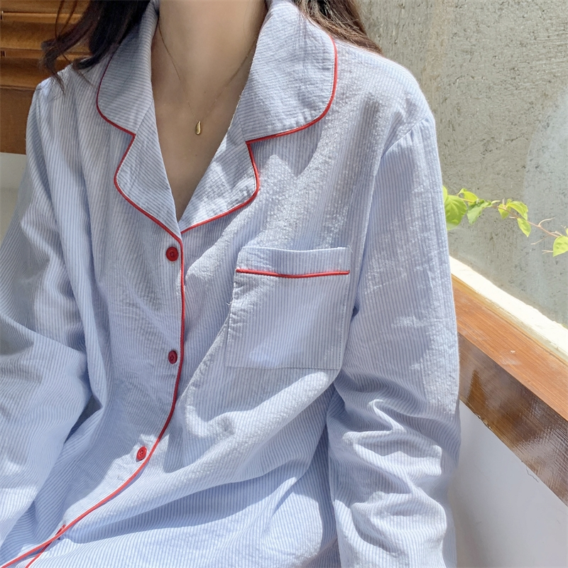 Conjunto de pijamas casuales de lino de algodón impreso digitalmente personalizado