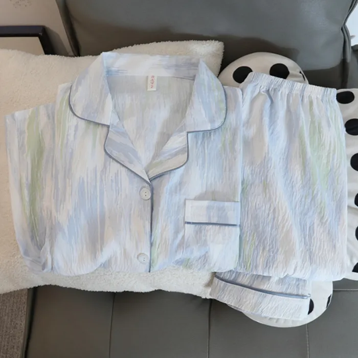 Los últimos pijamas de algodón para todas las estaciones, pijamas dulces personalizados para exteriores, conjunto de pijama para el hogar