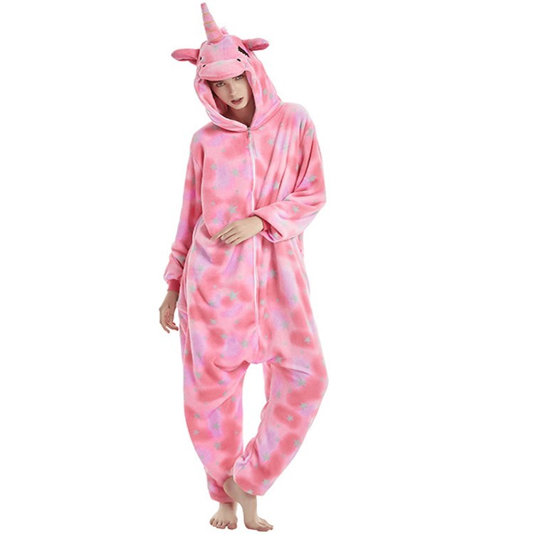 Diseño de unicornio para mujeres, pijama rosa en mono para uso de cosplay