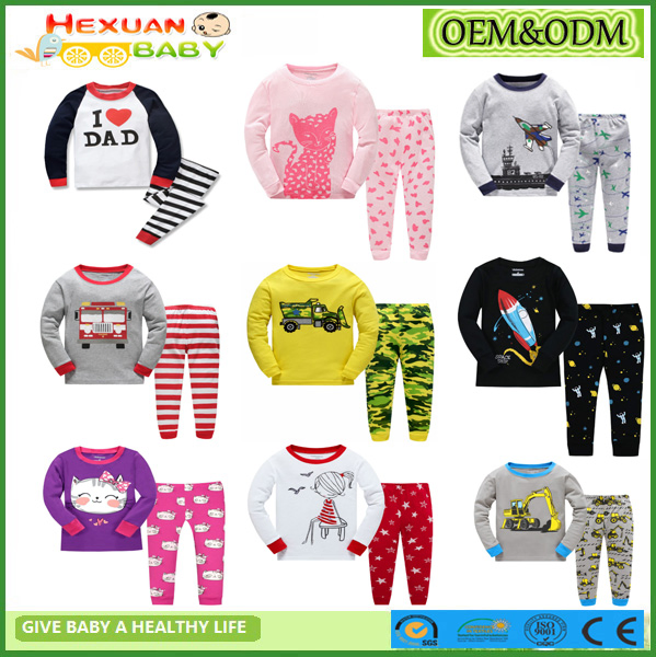 2-7y, Pijamas para Niños 100% Ropa de Algodón Orgánico para Bebés Pijamas al por mayor Ropa de Dormir para Niños