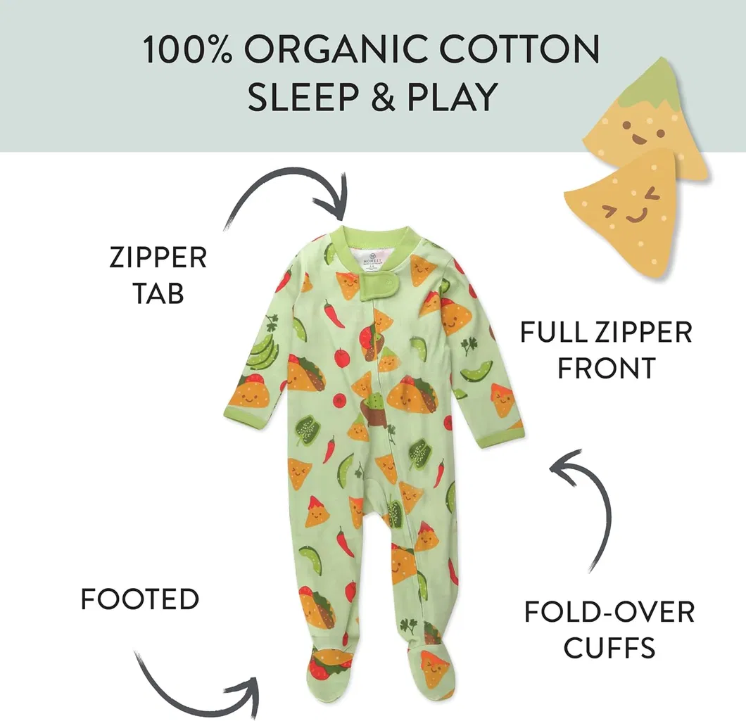 Pijama de una pieza con pies para dormir y jugar 100% de algodón orgánico, para bebés niños