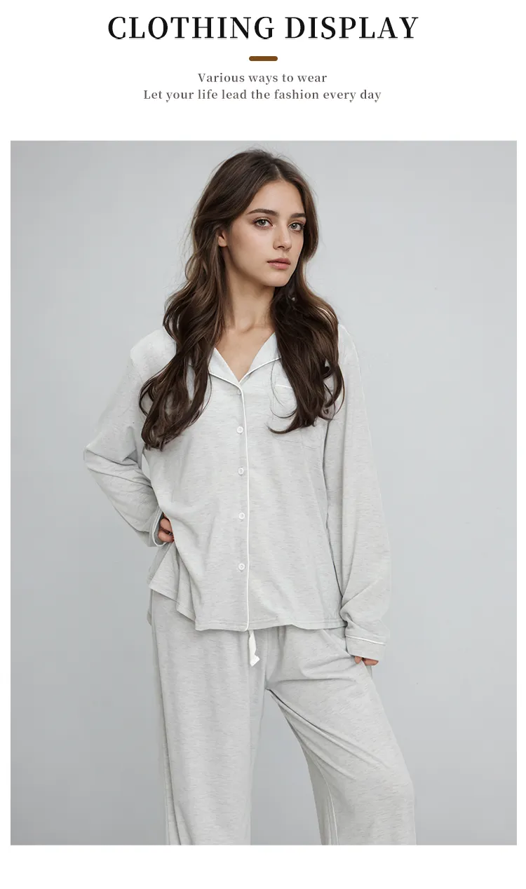 Conjunto de pijama de fibra de bambú ecológico y cómodo para damas