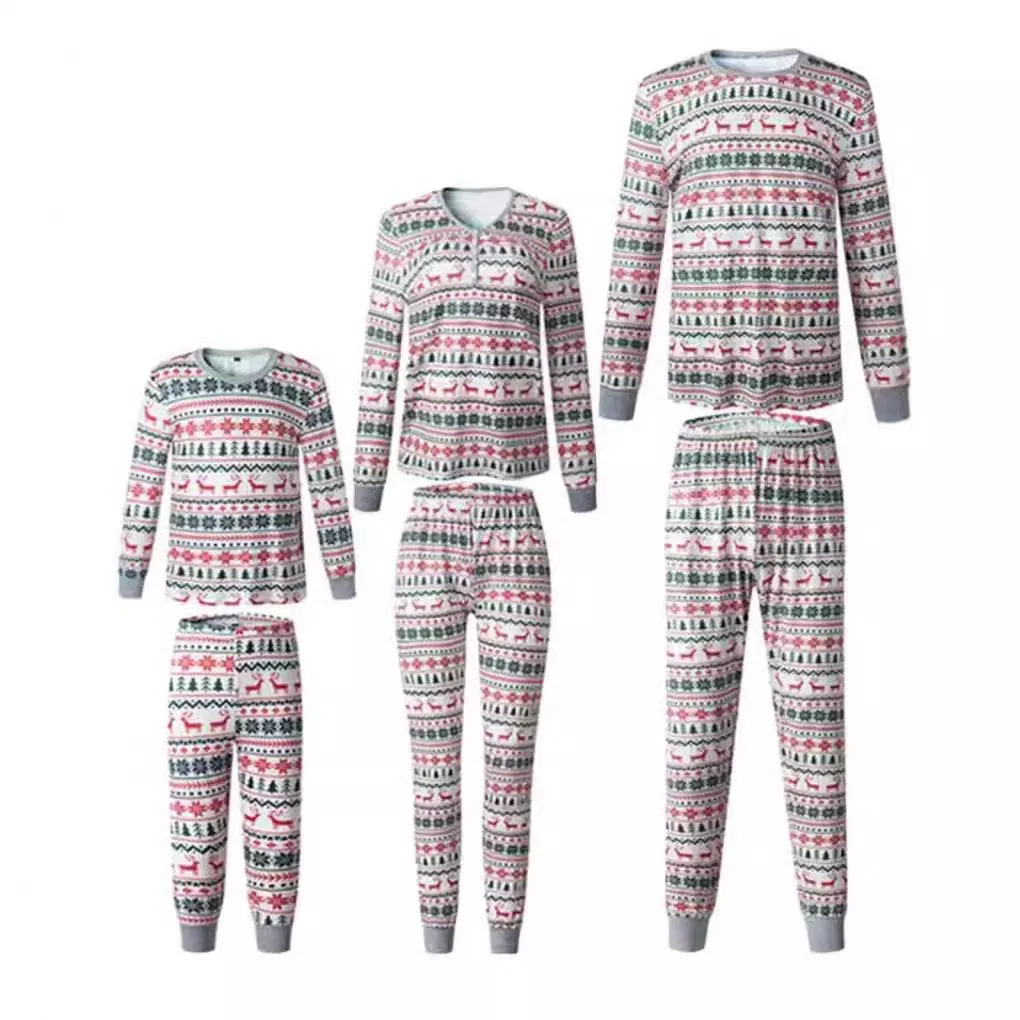 Pijamas navideños europeos para padres e hijos, conjunto de pijamas para el hogar