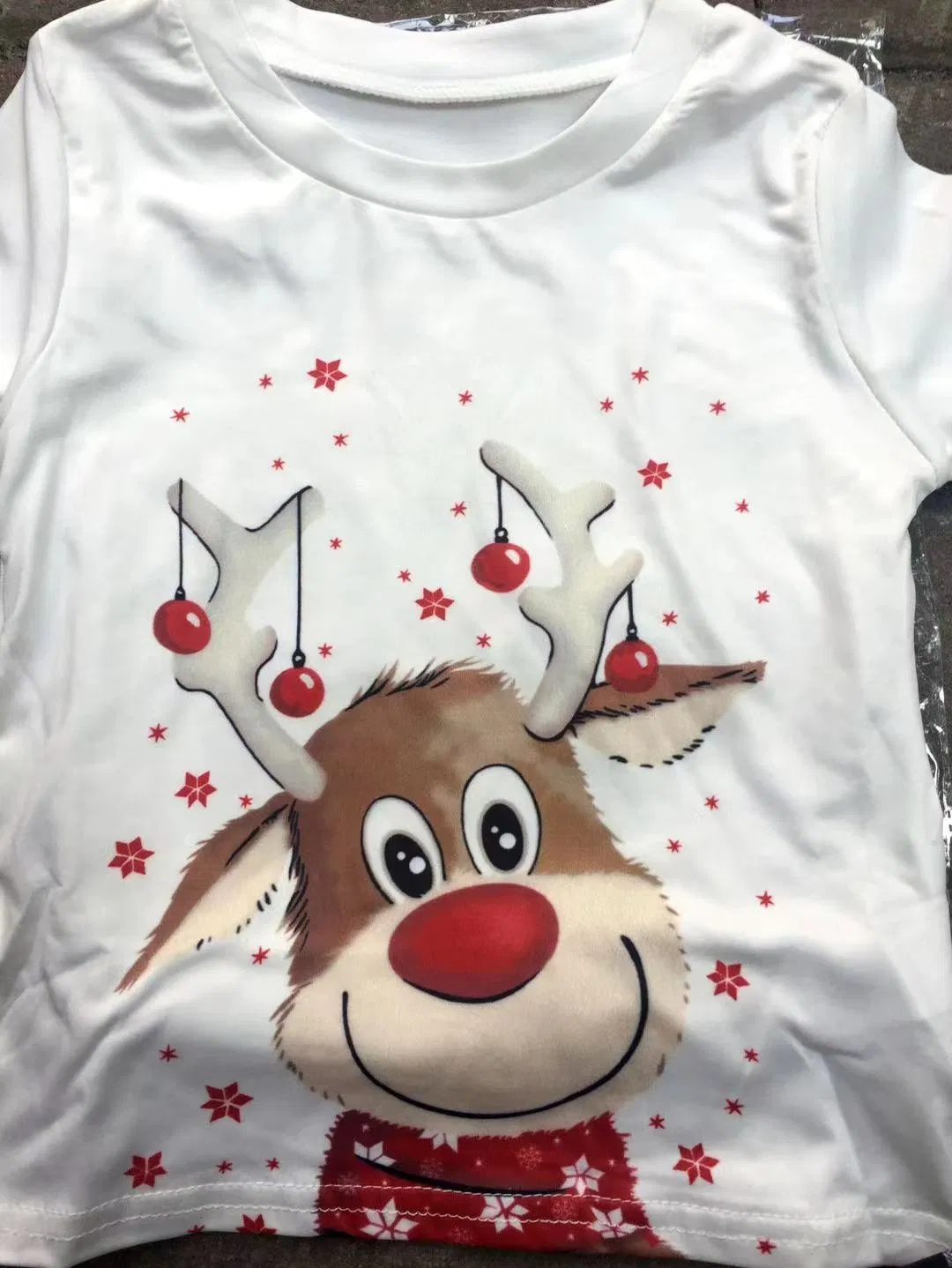 Ropa de hogar familiar para Navidad, ropa de punto, camiseta de manga larga impresa y pantalones, conjuntos de pijama suaves, conjunto de pijamas