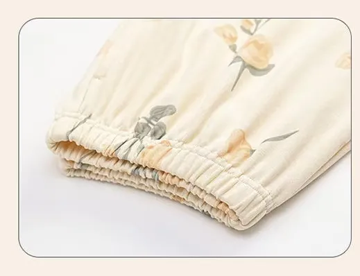 2024 Último modelo de pijamas de algodón puro de manga larga estilo dulce con cuello alto