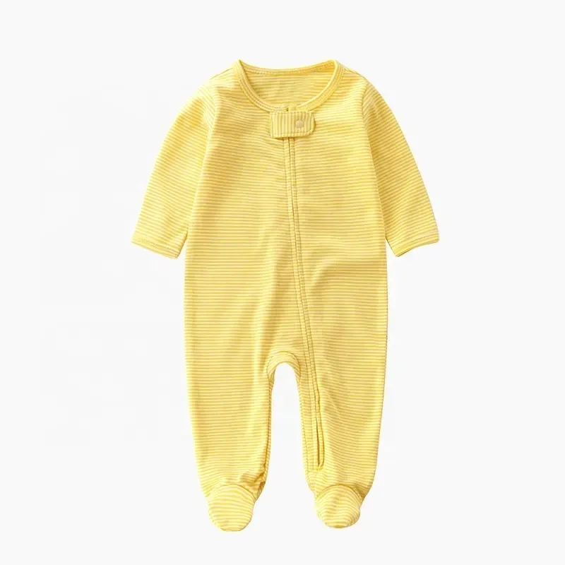 Pijamas de bebé orgánicos personalizados con cremallera y pies antideslizantes