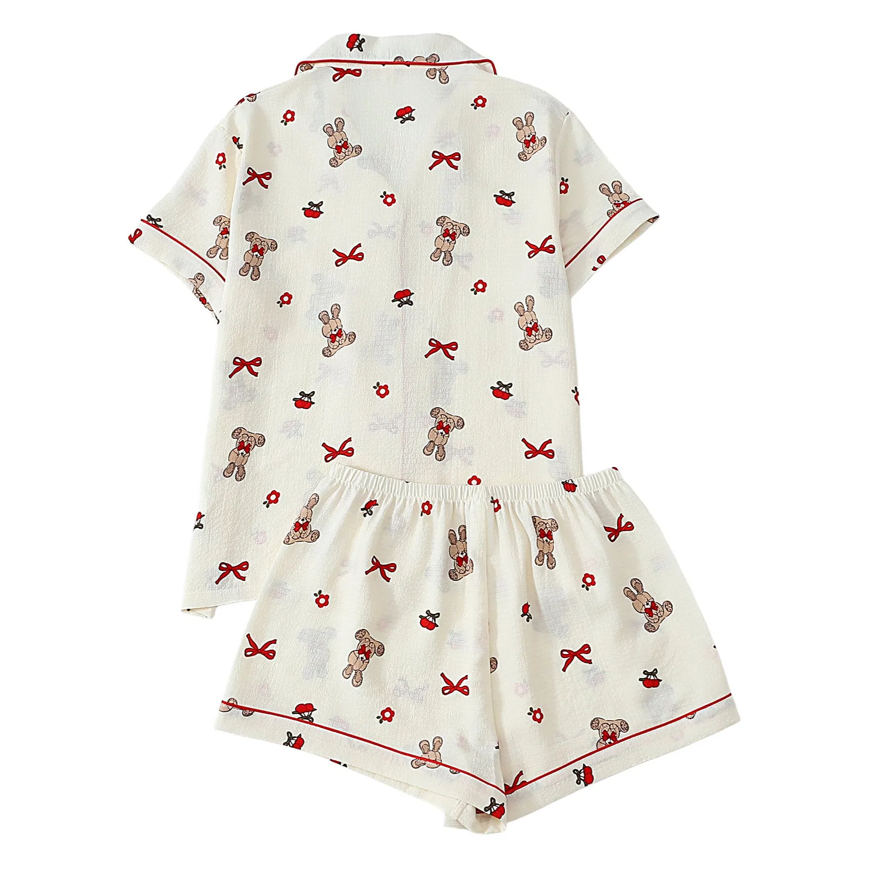 2026 Venta Caliente Conjunto de Mujeres 2 Conjuntos de Pijamas de Verano Lindos Conjunto de Lounge a Juego Camisa de Botones con Pantalones Cortos