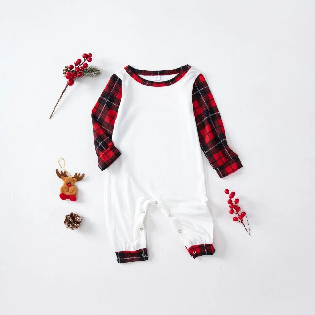 Pijamas de Navidad de sublimación base blanca para padres e hijos, loungewear de manga larga