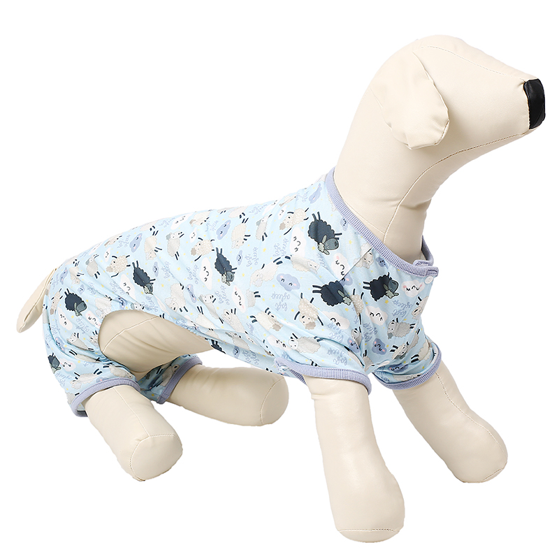100% Pijamas de perro de tela impresa de dibujos animados de poliéster transpirables