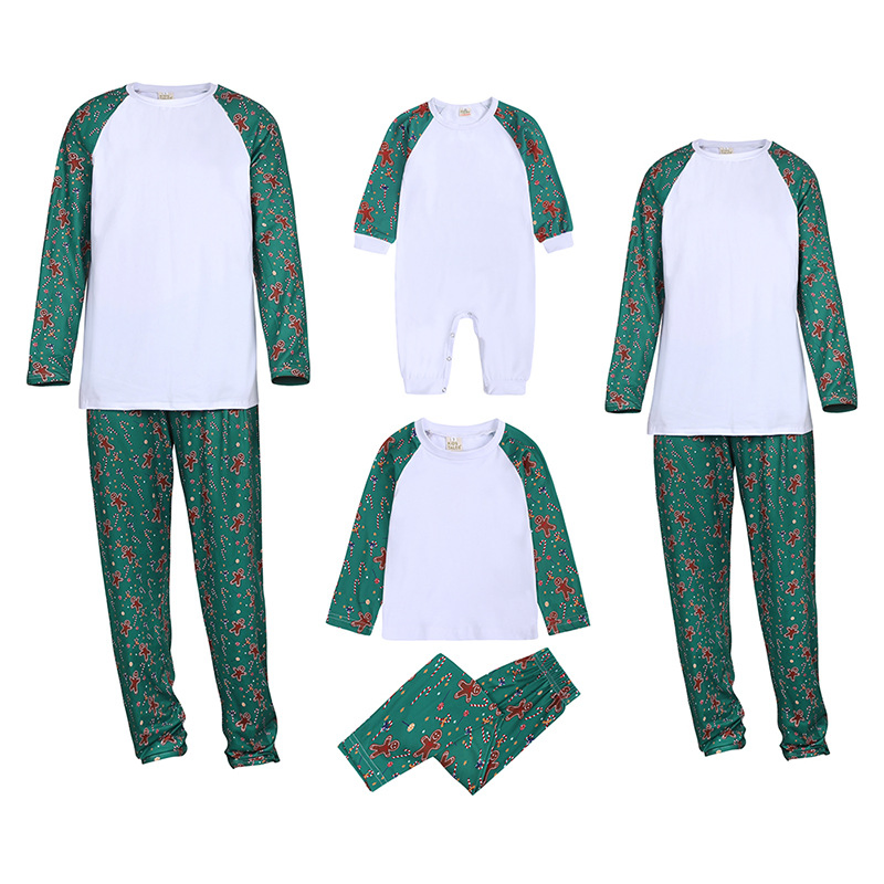 Pijamas navideños a juego para la familia, personalizados, de algodón, al por mayor, impresión por sublimación, pijamas navideños en blanco