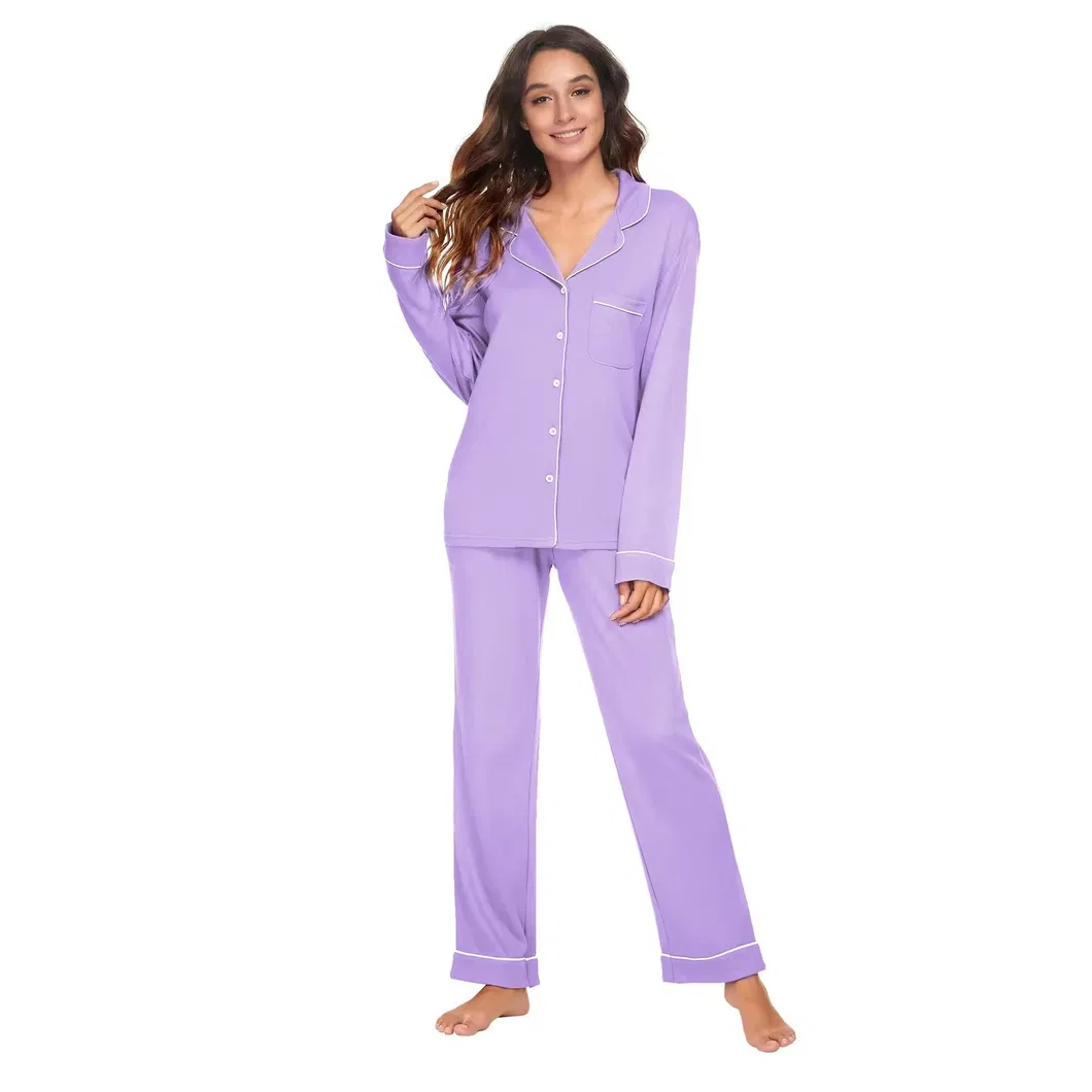 Conjunto de pijama para mujeres de manga larga, sostenible, de viscosa de bambú