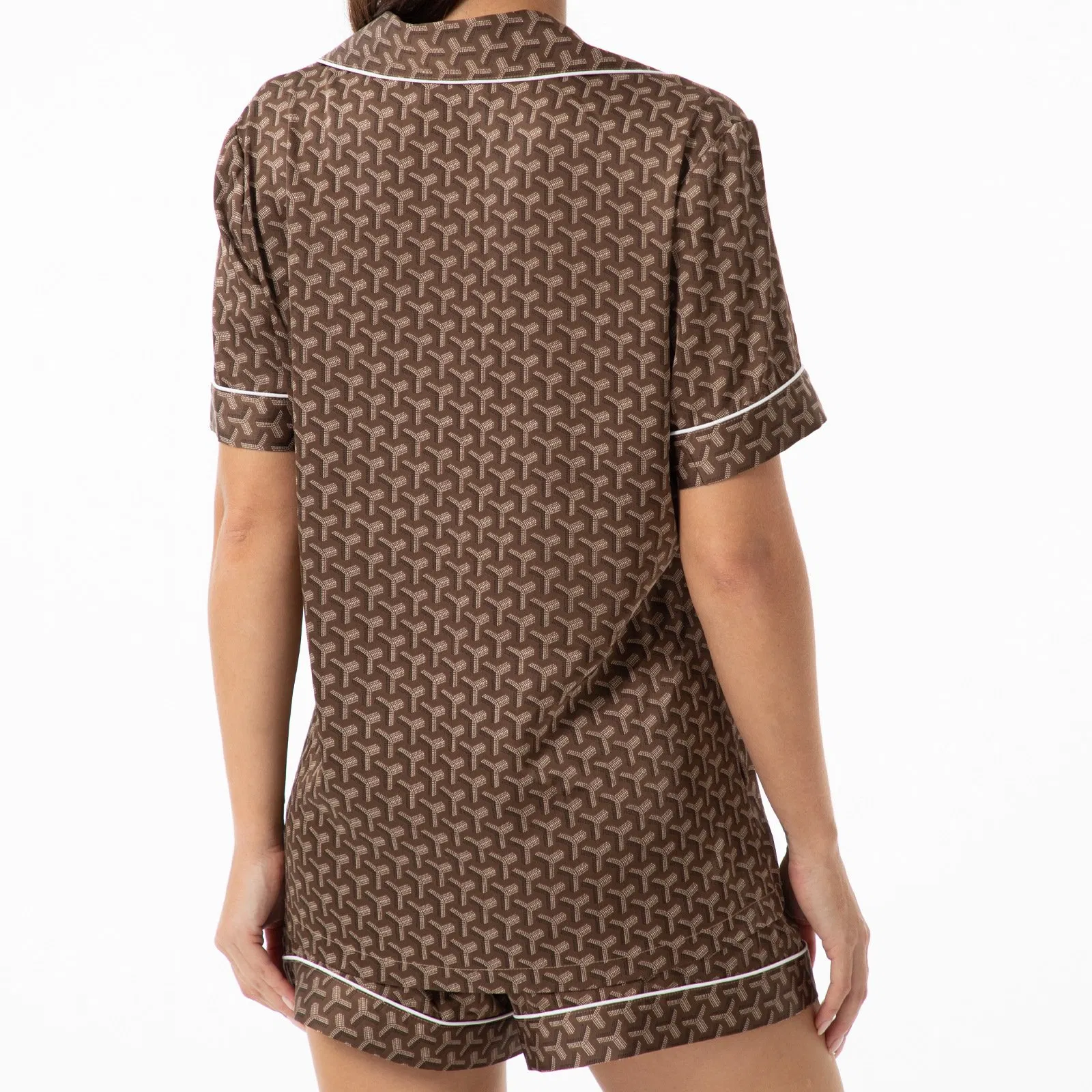 Conjunto de Pijamas de Botón para Mujeres de Verano de Seda Fría, Suelto, Casual, de Manga Corta y Pantalones