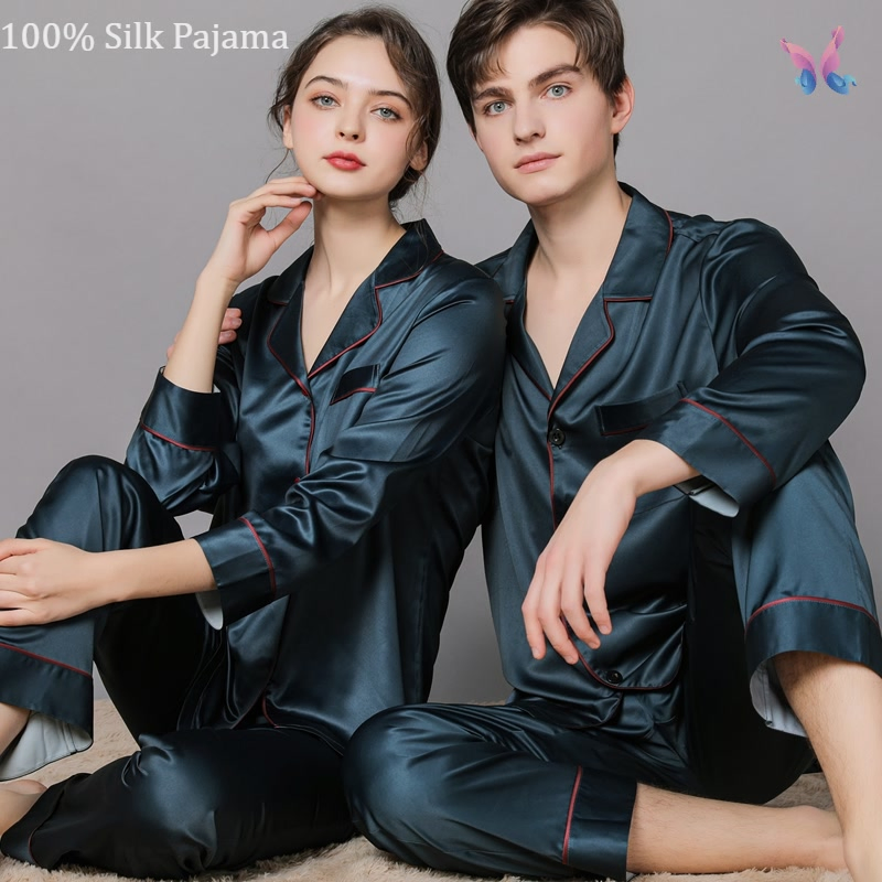 Conjunto de Pijamas de Seda Pura para Pareja de Fábrica con Logo Personalizado 100%