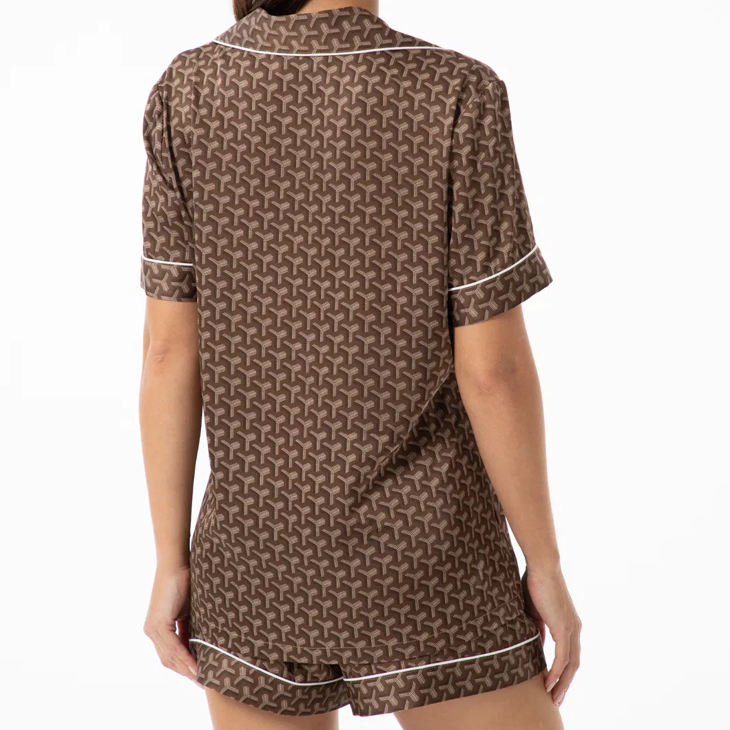 Conjunto de Pijamas de Botón para Mujeres de Verano de Seda Fría, Suelto, Casual, de Manga Corta y Pantalones