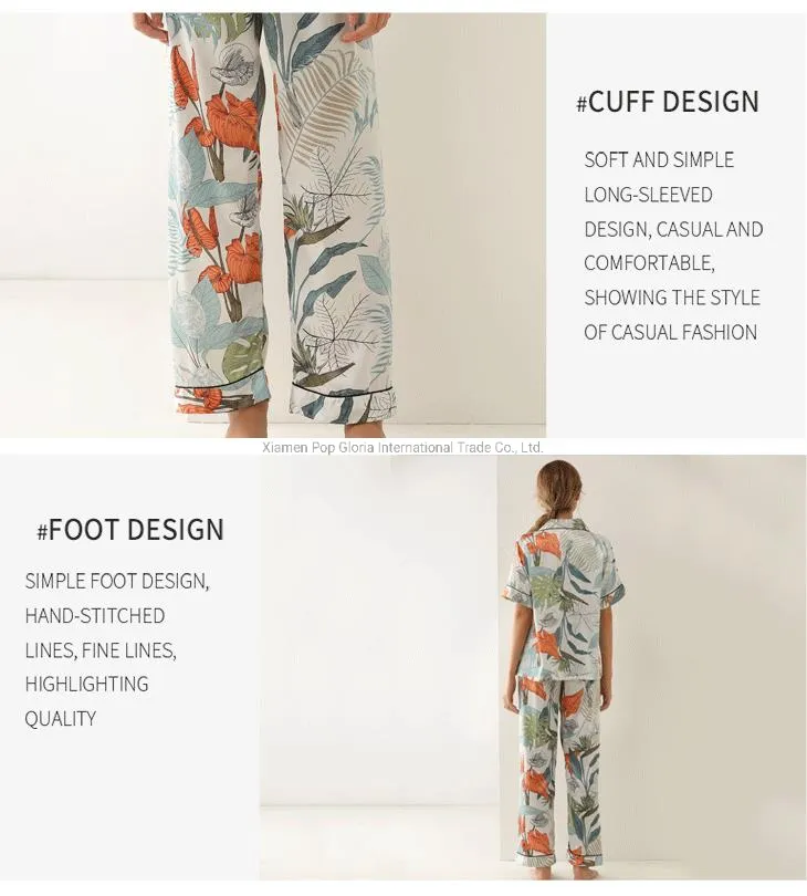 Elegante Mujeres Impresas Pijamas Ropa de Dormir y Ropa de Casa Suelta