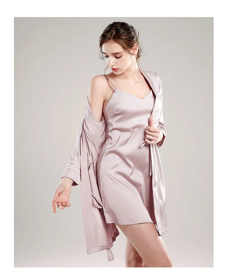 Vestido de noche sexy personalizado para mujer, pijama de seda de lujo