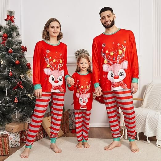 Conjunto de pijamas navideños a juego de alta calidad para toda la familia, suave, de manga larga, ropa de dormir para las fiestas