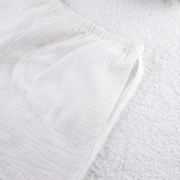 Conjunto de pijama de algodón crepe suave y transpirable, cómodo para el hogar, verano de chicas suaves