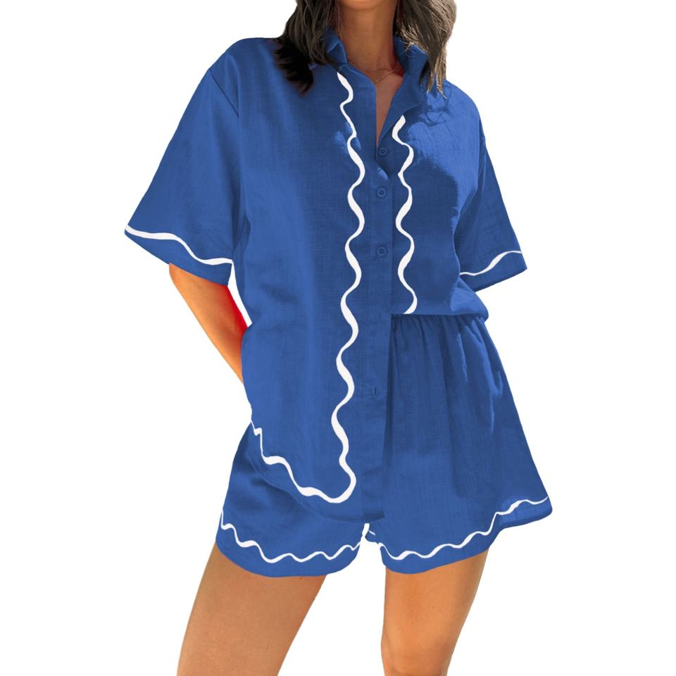 Conjunto de pijamas cortos de verano para mujer, cómodo y casual