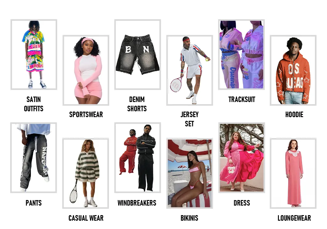 Variedad de principales productos textiles