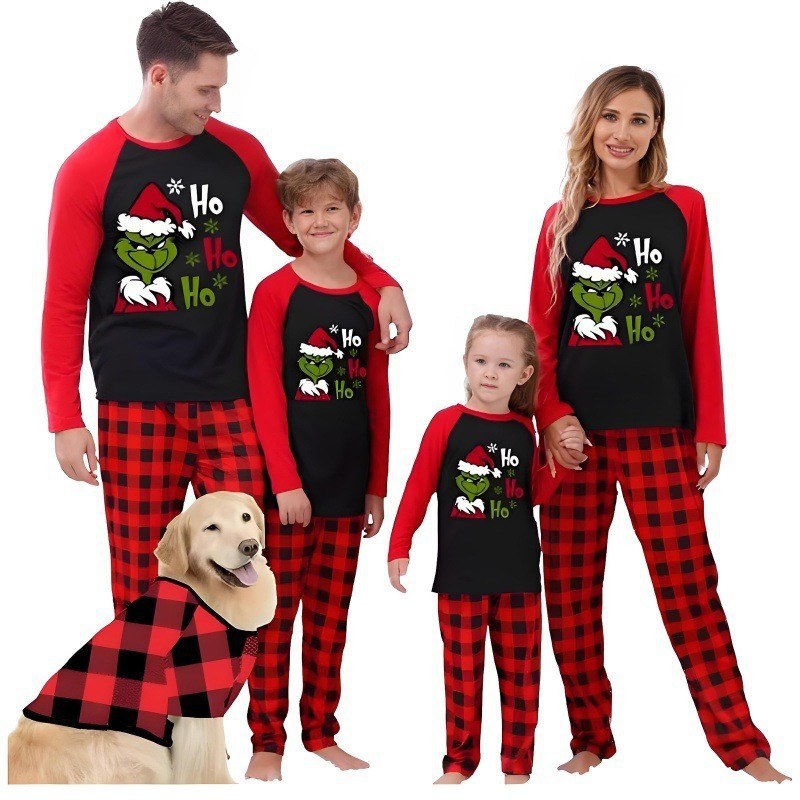 Conjunto de pijamas familiares con patrón de árbol de Navidad, ropa de dormir cálida para el invierno