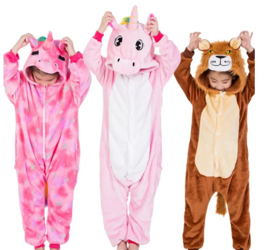 Pijama de casa de dibujos animados de animales para niños de otoño e invierno con capucha
