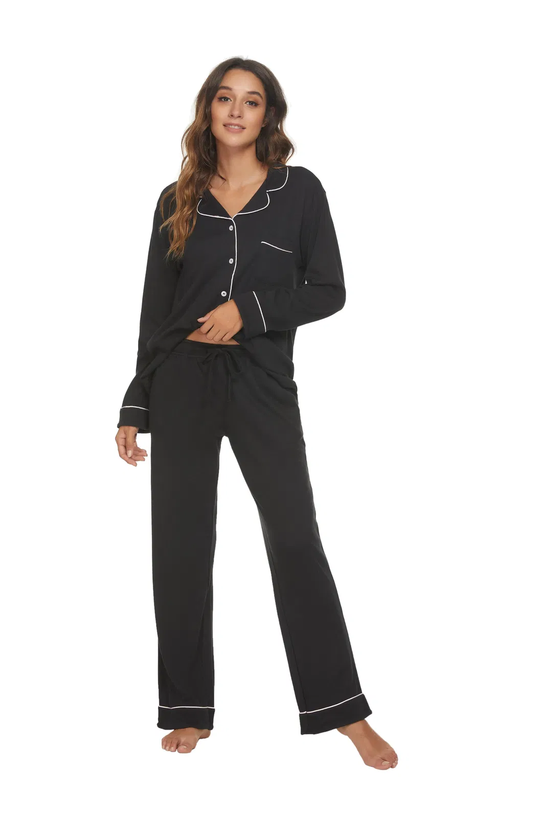 Conjunto de pijama para mujeres de manga larga, sostenible, de viscosa de bambú
