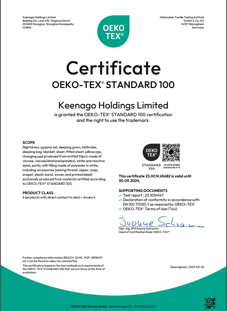 Nuevos pijamas de satén para niños con certificación Oeko-Tex