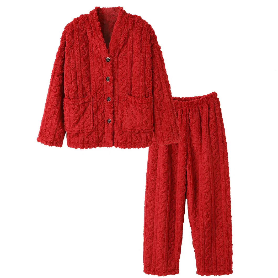 Venta caliente de fábrica, pijamas de coral de terciopelo cálido y casual, ropa de casa suave y cómoda para hombres y mujeres, ideal para relajarse a diario