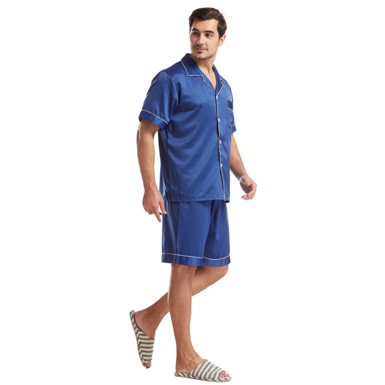 Muestra gratuita de pijamas de lino para hombres, pijamas coloridos, pijamas elegantes, pijamas de gran tamaño