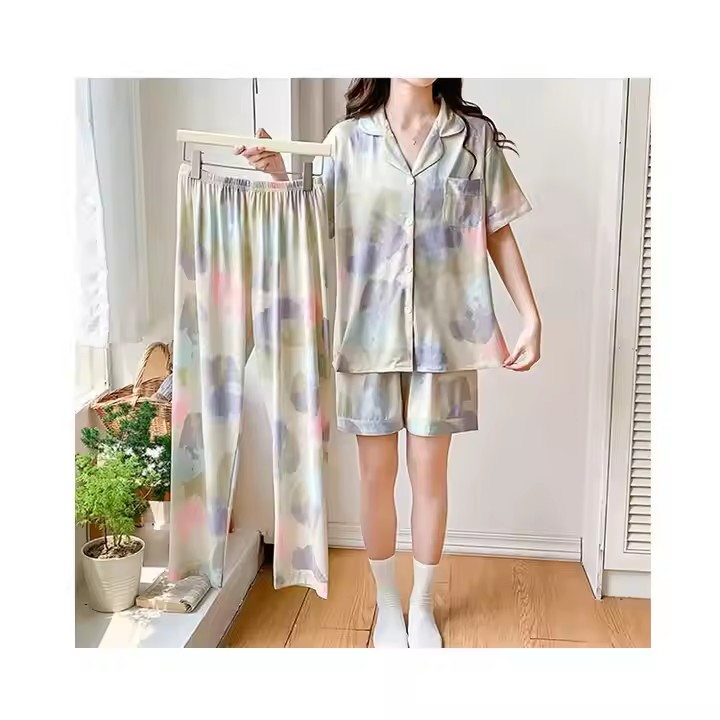 Precio competitivo pijamas impresos sueltos casuales para el hogar ligeros y cómodos de verano