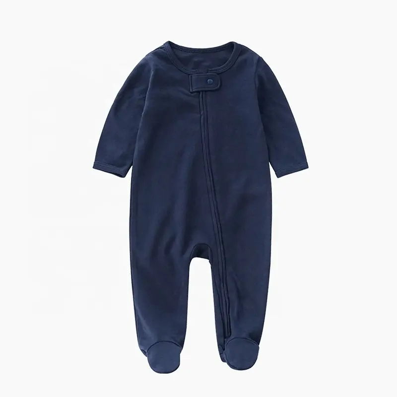 Pijamas de bebé orgánicos personalizados con cremallera y pies antideslizantes