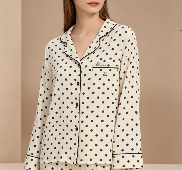 Conjunto de pijamas de manga larga premium, lujo para mujeres, ropa de dormir