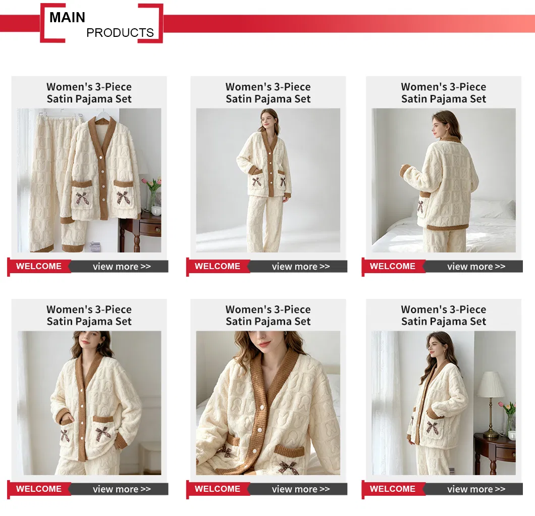 Conjunto de pijama de loungewear grueso para mujeres, ropa de invierno cálida
