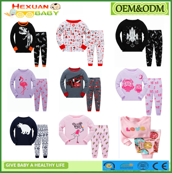 Pijamas familiares al por mayor 2-7y de algodón unisex para niños para otoño y verano - para niñas