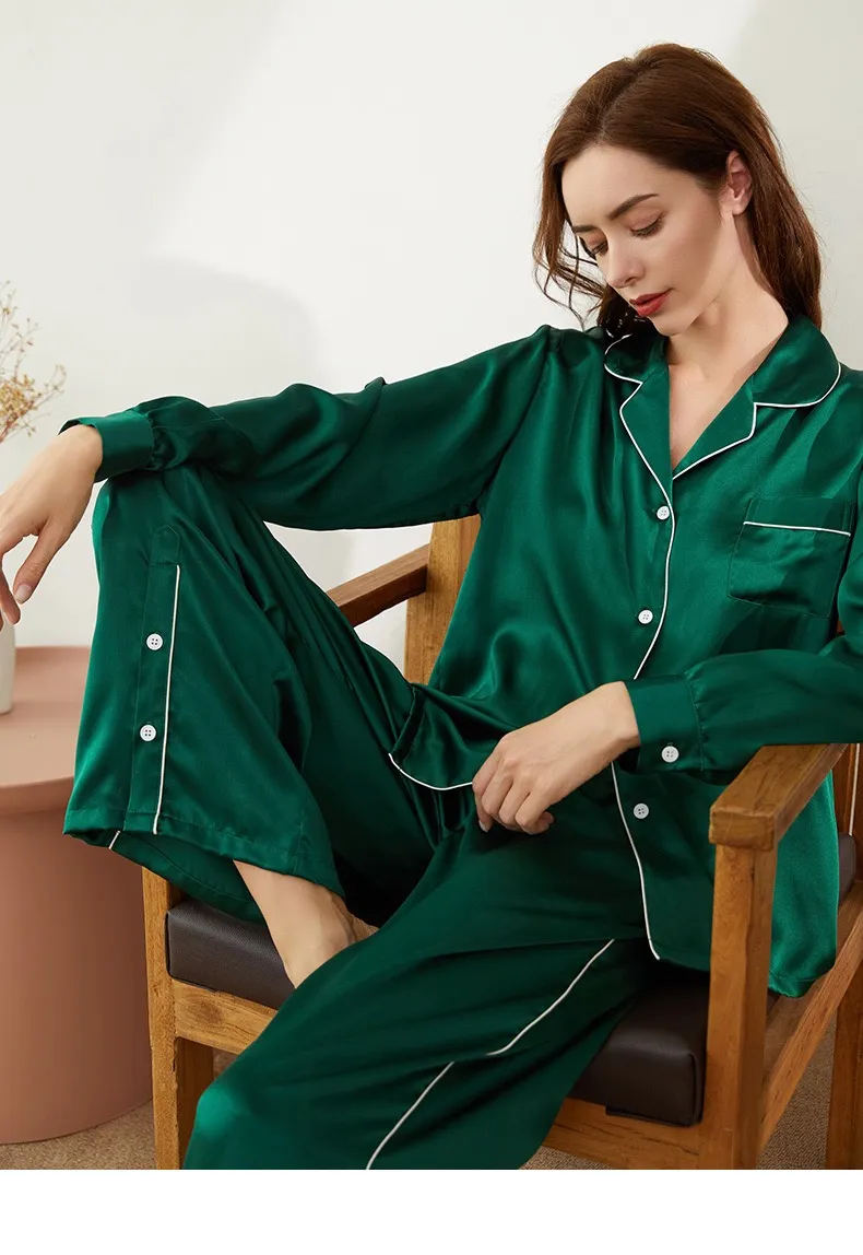 Conjunto de Pijamas de Seda Mulberry para Mujeres 100%, Ajuste Relajado