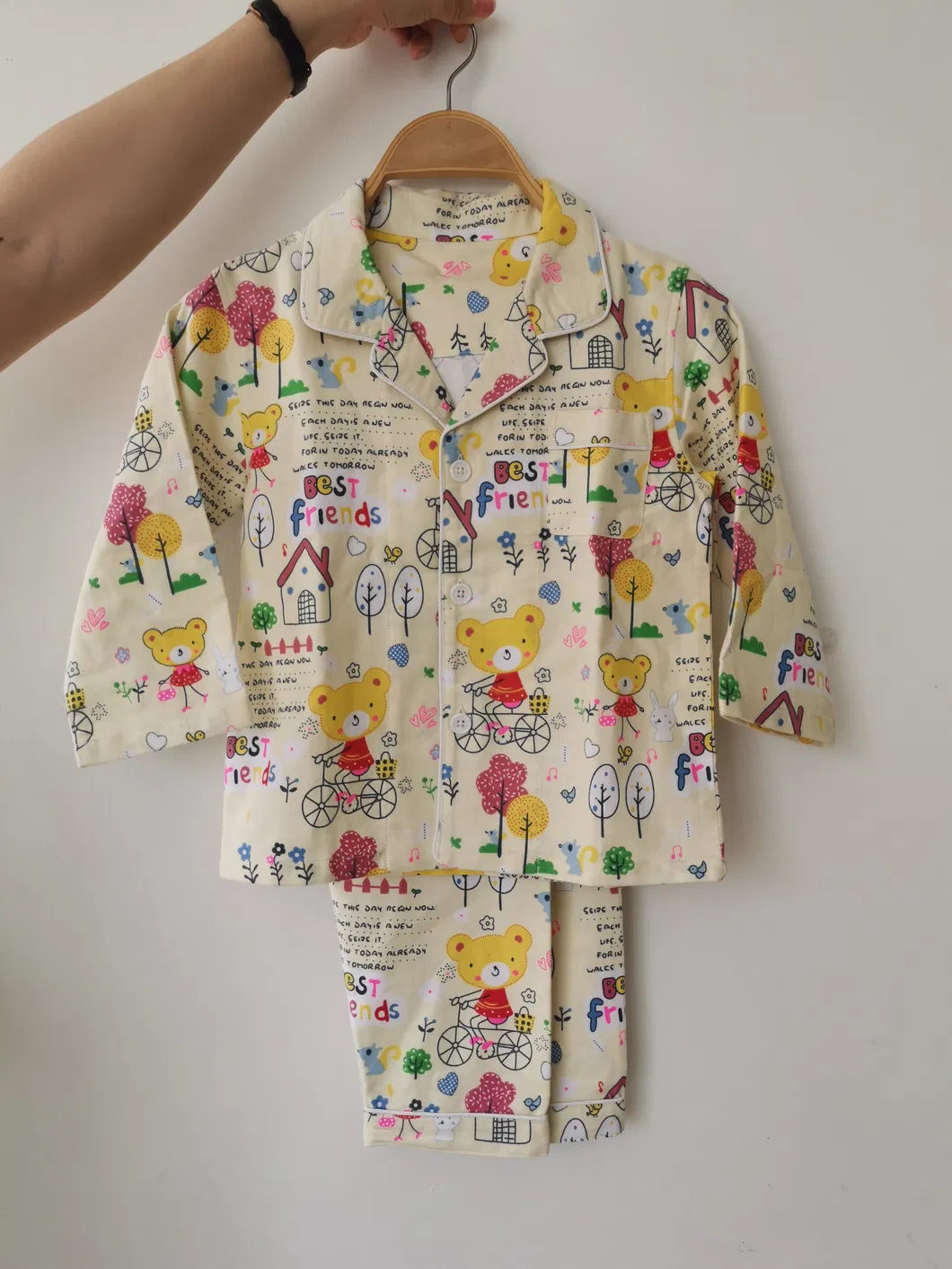 100% Pijamas de algodón de franela de alta calidad y cómodos para niños