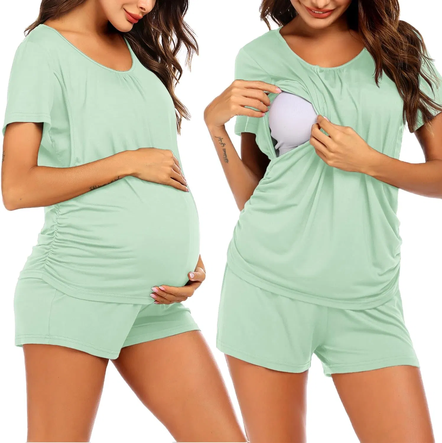 Conjunto de pijamas de maternidad suaves para amamantar, ropa de dormir para el posparto