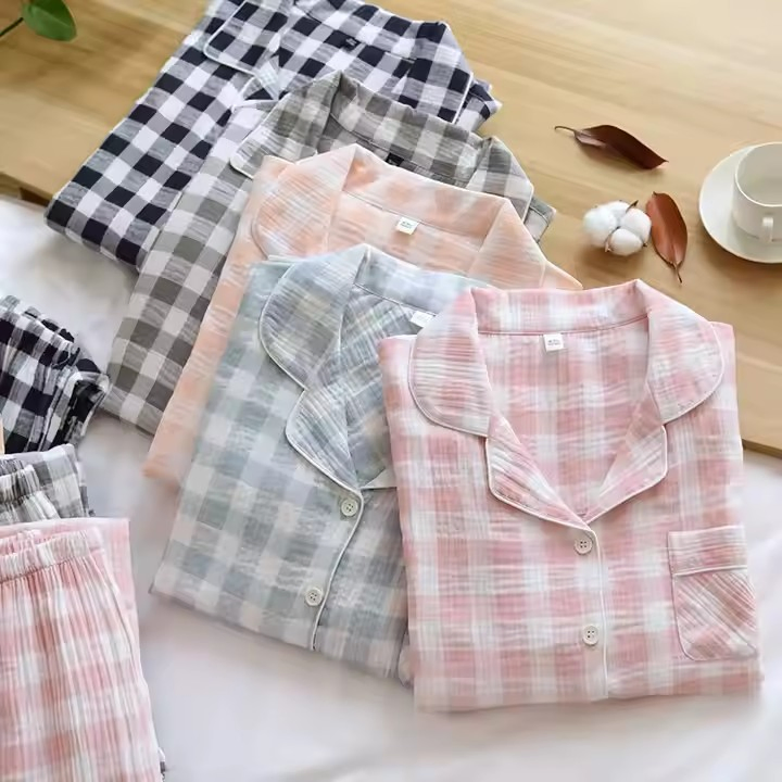 Pijama largo de rayas para mujeres, ropa de dormir cómoda para mujeres, algodón