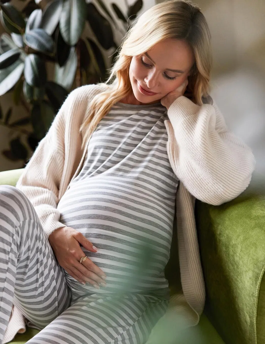 Conjunto de pijama de maternidad, camiseta de lactancia, blusas + pantalones, pijamas para embarazadas, ropa de maternidad, ropa de dormir