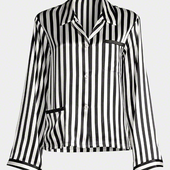 Conjunto de Pijamas de Seda al por Mayor con Camisón de Cuello en V, Vestido de Noche de Seda de Lujo, Ropa de Casa de Seda a Rayas para Mujeres