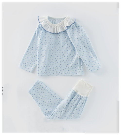 Pijamas infantiles suaves, elásticos, antistáticos y transpirables con estampado floral, ropa de casa de algodón para niños
