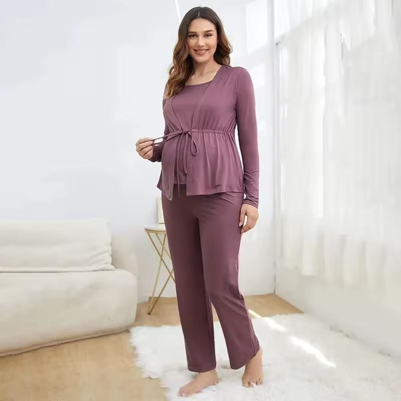 Nuevo Conjunto de Maternidad de Diseño de Bambú Conjunto de Ropa de Casa para Embarazadas Pijamas