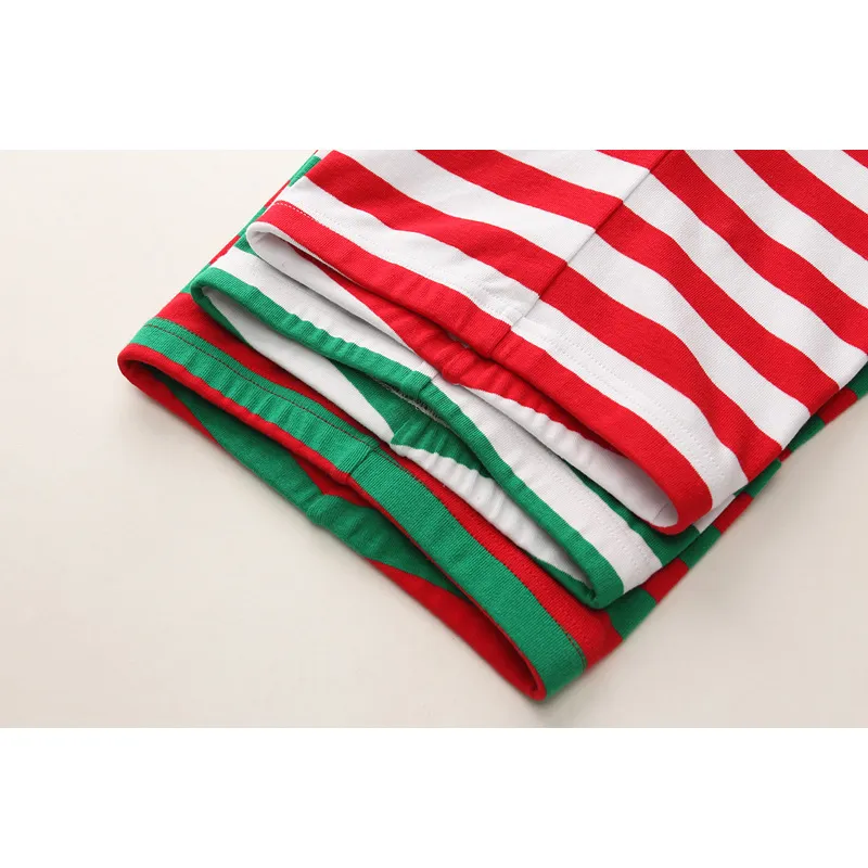 Ropa de dormir de algodón de alta calidad de manga larga a rayas para hombres, mujeres, niños y familias, atuendos casuales para fiestas navideñas