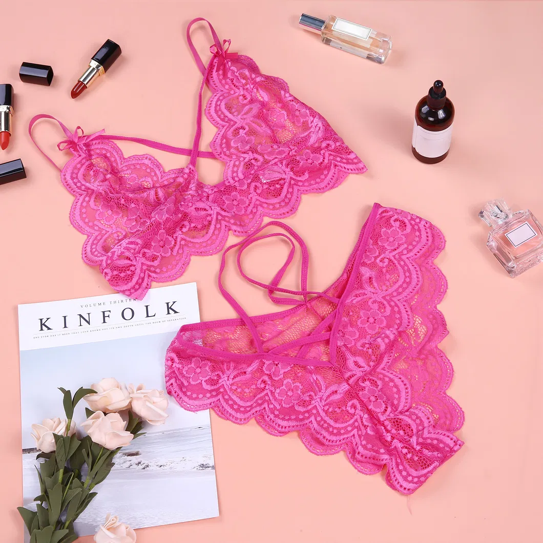 Lencería erótica, conjunto de sujetador y bragas de encaje sexy, conjunto de dos piezas para pijamas de talla grande, conjunto erótico