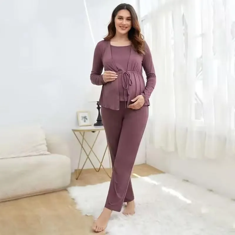 Nuevo Conjunto de Maternidad de Diseño de Bambú Conjunto de Ropa de Casa para Embarazadas Pijamas