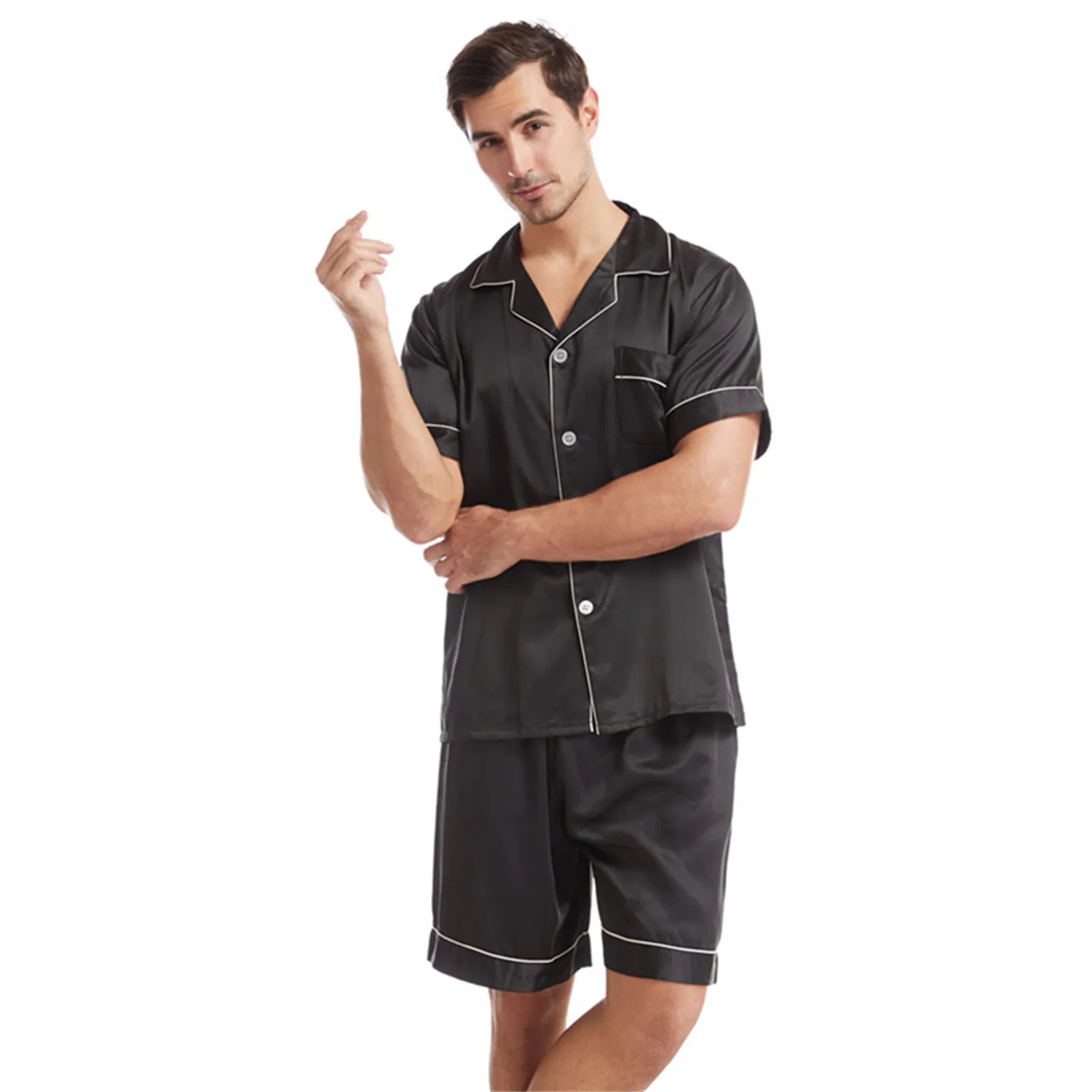 Muestra gratuita de pijamas de lino para hombres, pijamas coloridos, pijamas elegantes, pijamas de gran tamaño