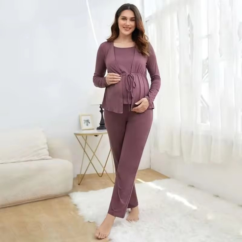 Nuevo Conjunto de Maternidad de Diseño de Bambú Conjunto de Ropa de Casa para Embarazadas Pijamas