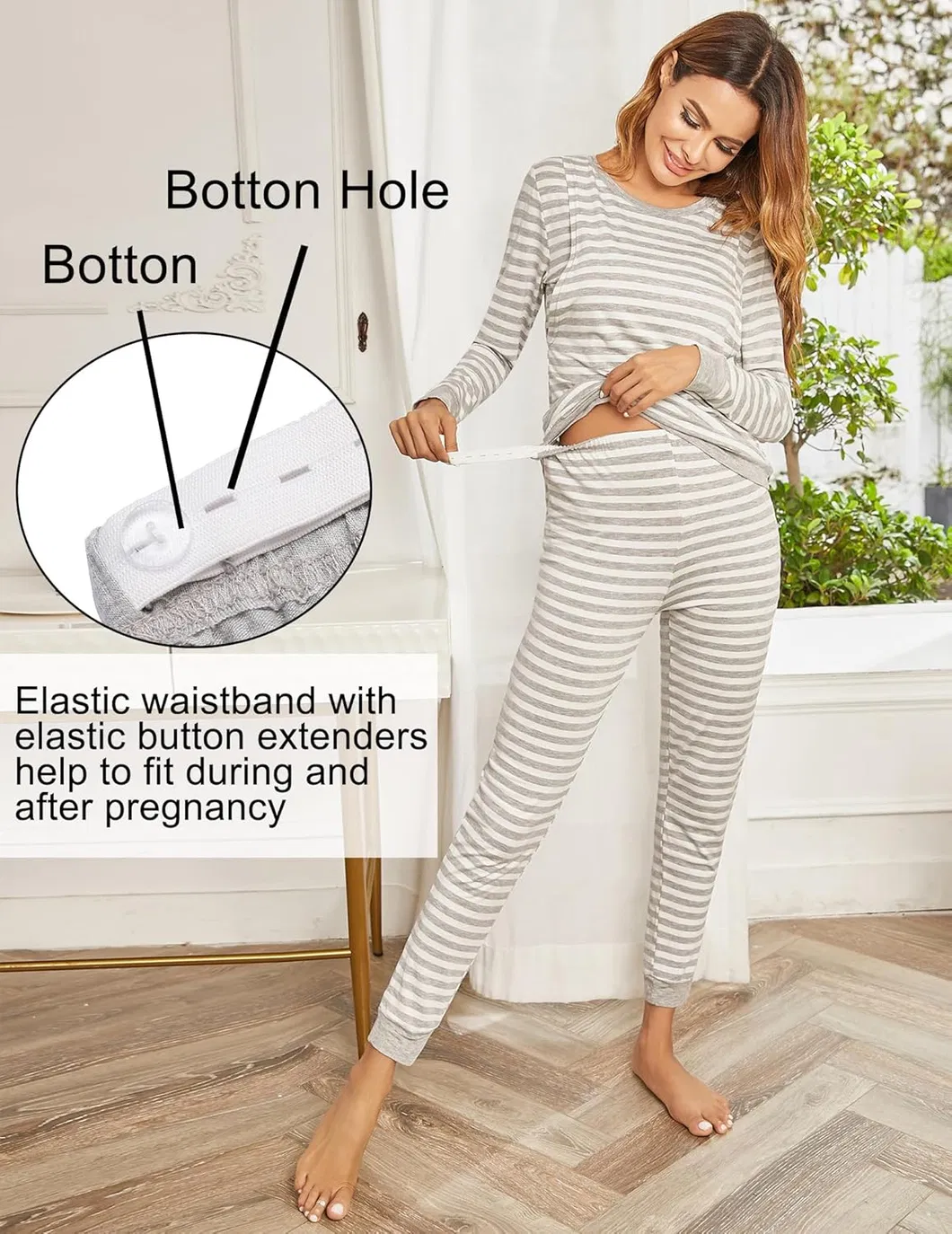Conjunto de pijama de maternidad, camiseta de lactancia, blusas + pantalones, pijamas para embarazadas, ropa de maternidad, ropa de dormir