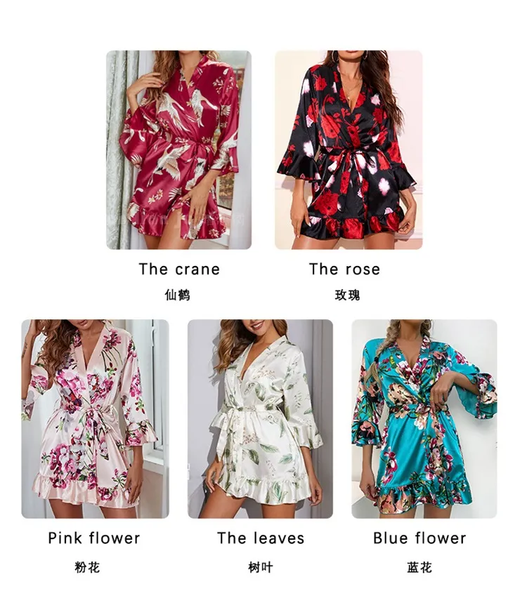 Pijamas de seda natural con estampado para mujer